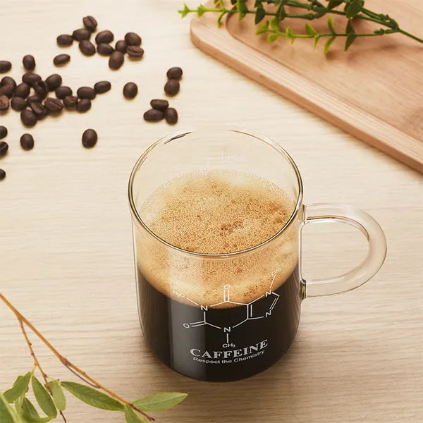Borosilicate glass coffee sharing cup on a kitchen counter