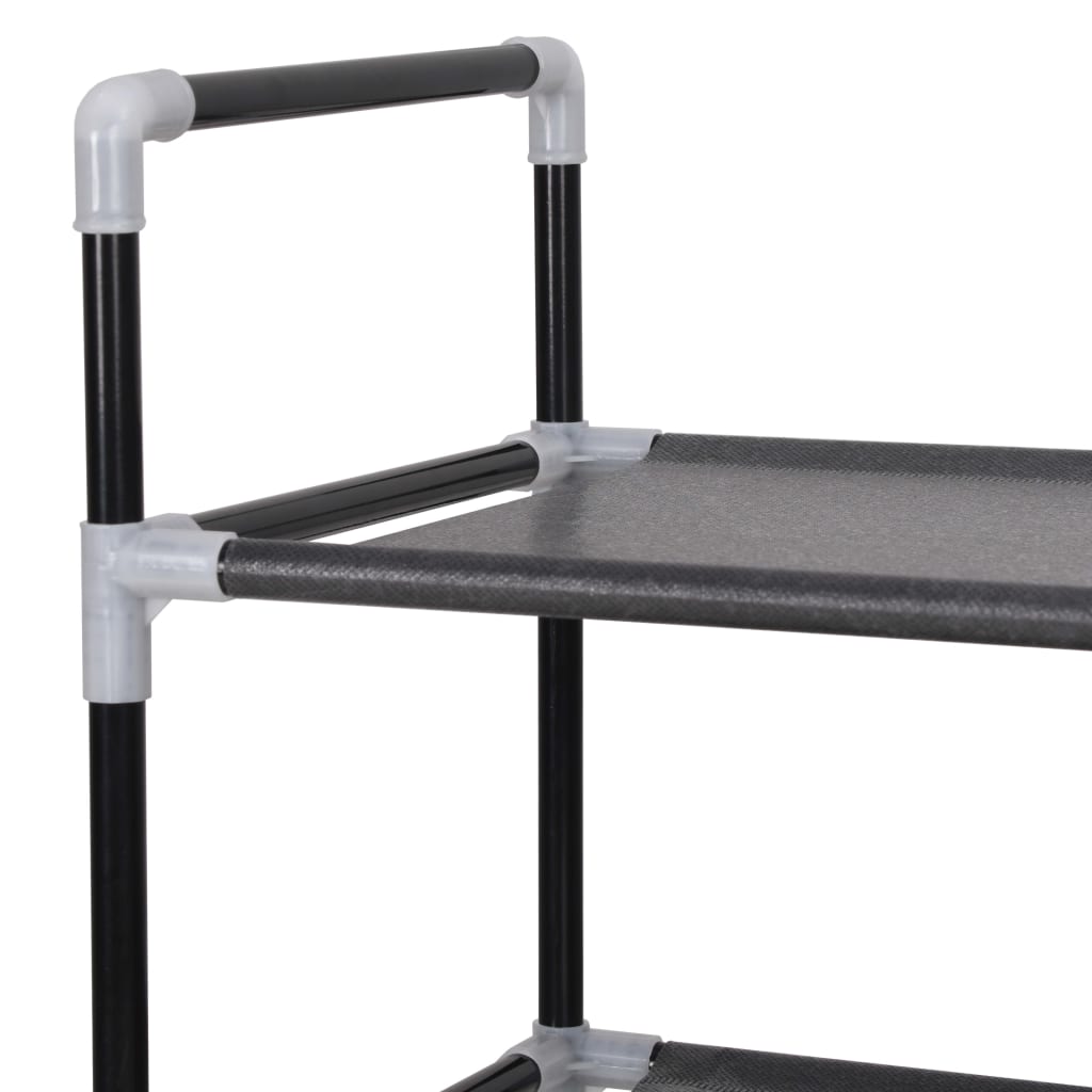 Close-up of the corner connector joining the shoe rack frame tubes