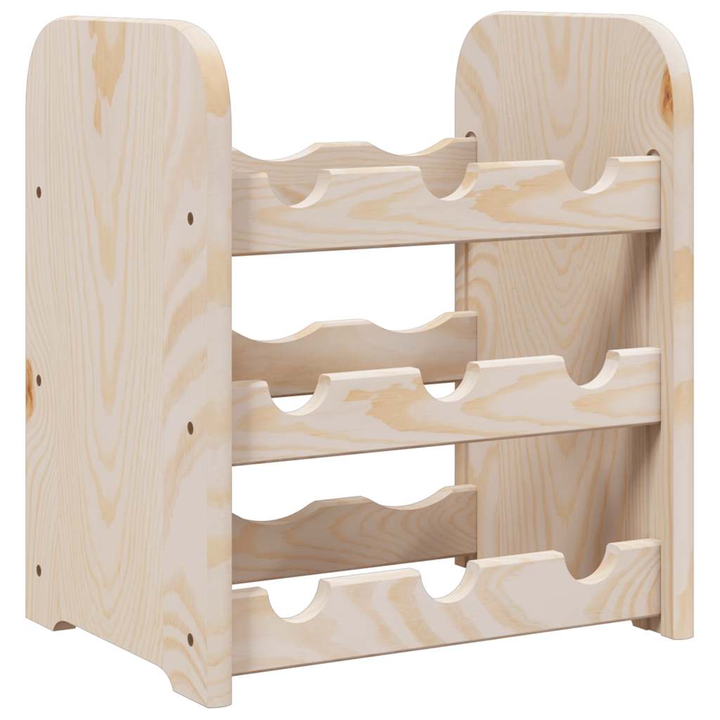 Pine wine rack detail showing bottle holders