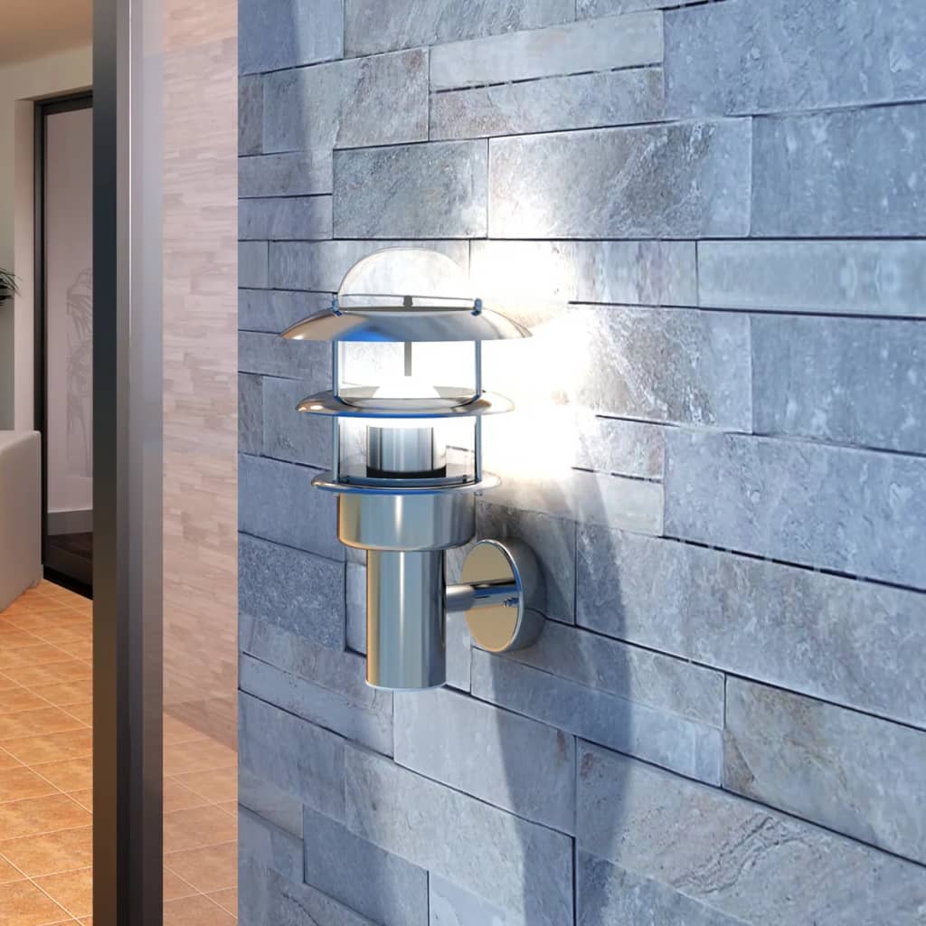 Stainless steel wall light detail view