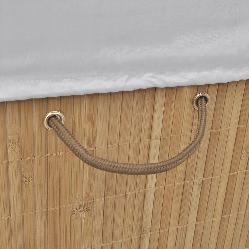 Bamboo laundry basket detail with removable liner