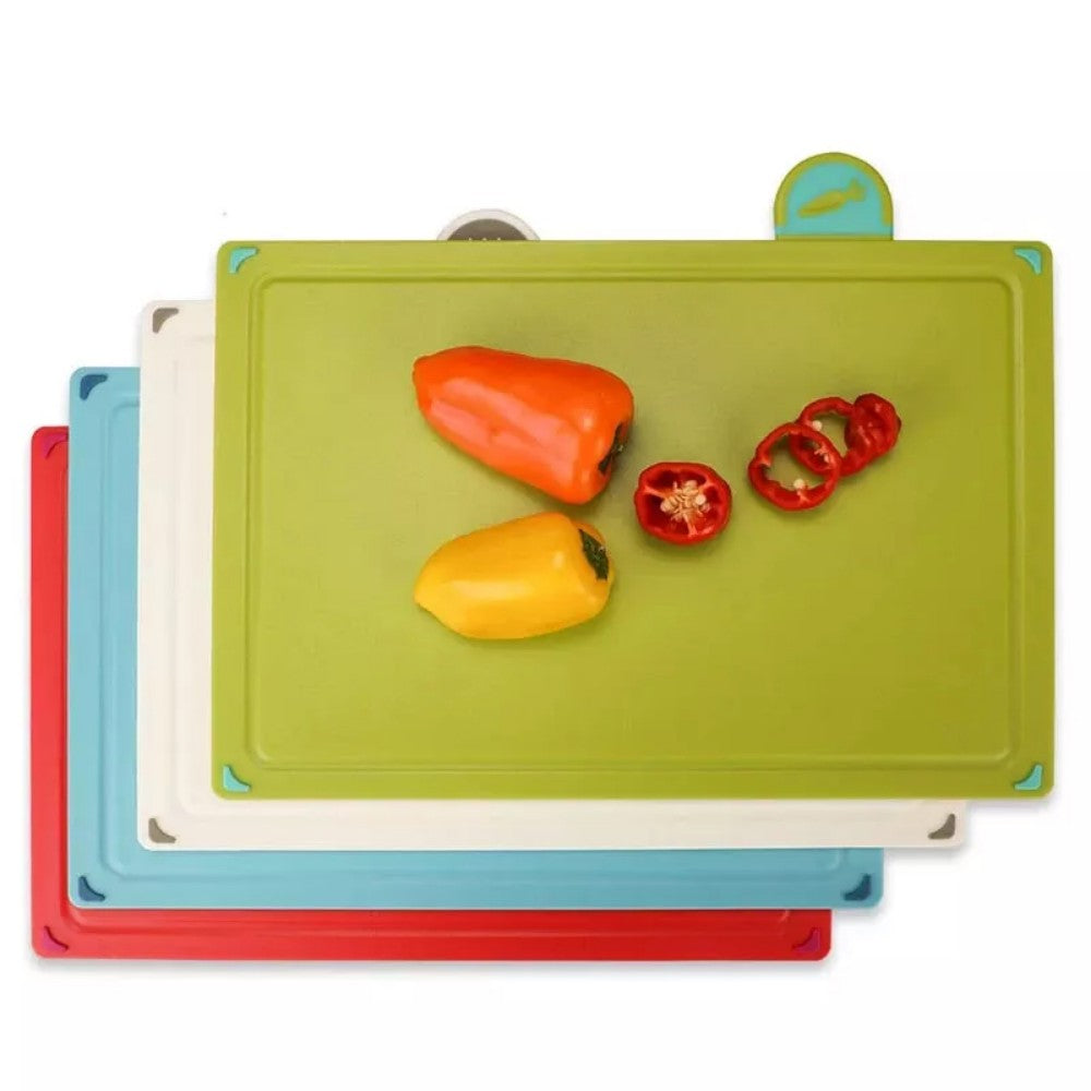 Non-slip cutting board in use on kitchen counter