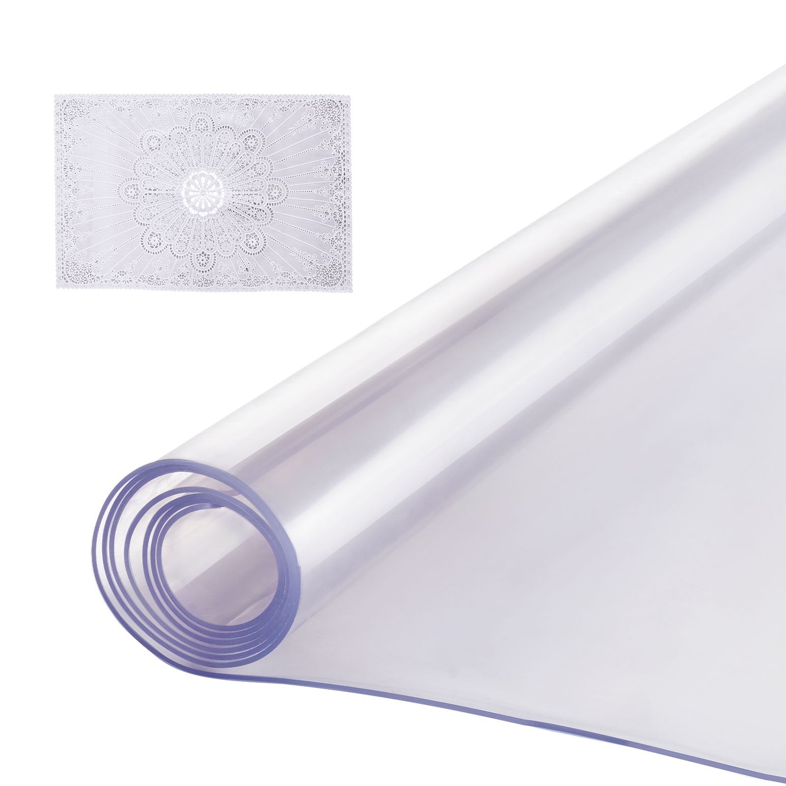 Casora clear PVC tablecloth protector rolled up